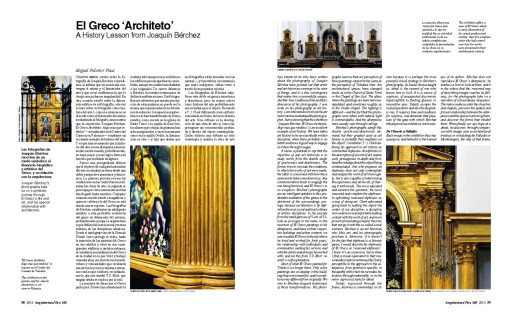 “El Greco ‘Architecto’. A History Lesson from Joaquín Bérchez” (Miguel Falomir), Arquitectura Viva, 165, 2014.