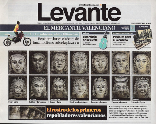 Portada del diario Levante, 7/10/2010