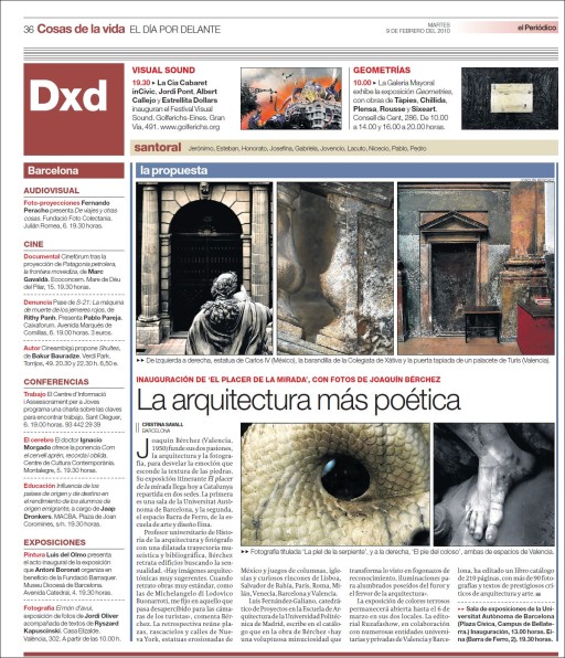 "La arquitectura más poética" (Cristina Savall), El Periódico, 9/2/2010