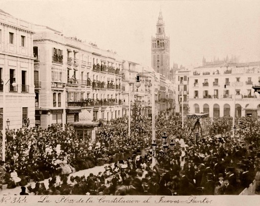 EMILIO BEAUCHY, 1885. La Plaza de la Constitución el Jueves Santo. Andalucía: Sevilla